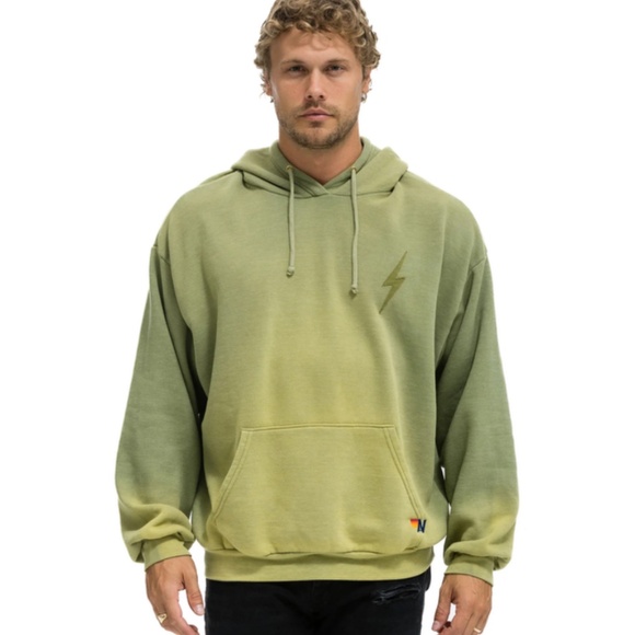 NWT Aviator Nation Bolt Stitch 2 Relaxed Pullover Hoodie in Faded Army (Size XS) - Picture 10 of 10